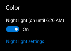 Setting up Night Light in the Windows 10 Creators Update