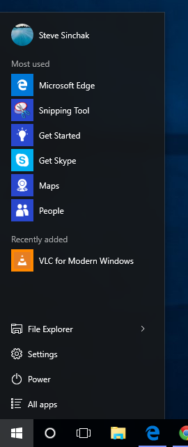 Resize the Start Menu in Windows 10 to obtain a Windows 95 Start Menu look and feel