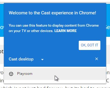 Select the Chromecast device you want to stream to