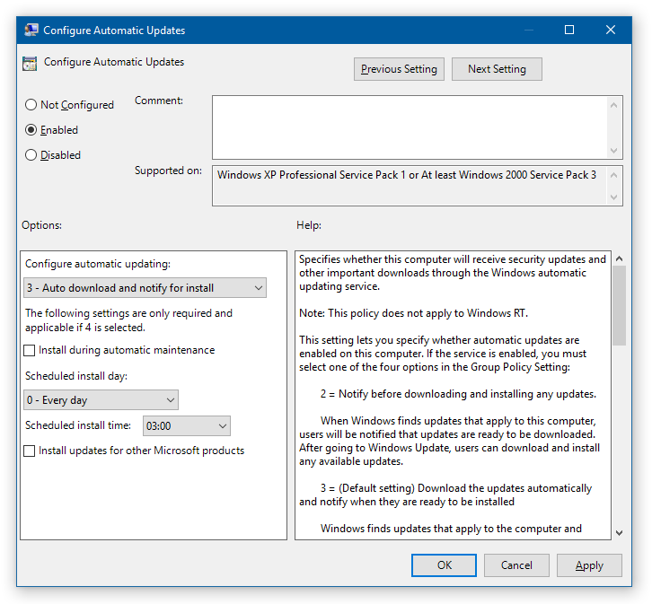 Configure Automatic Updates in Windows 10