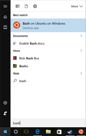 Opening Bash on Windows 10