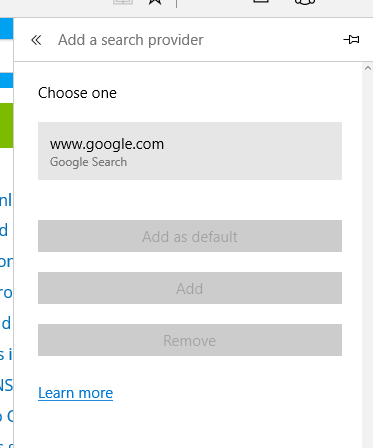 change default search engine in microsoft edge