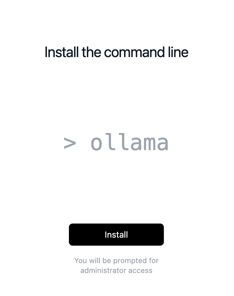 Ollama first run install screen