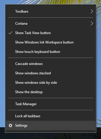 Right click on the taskbar and select settings