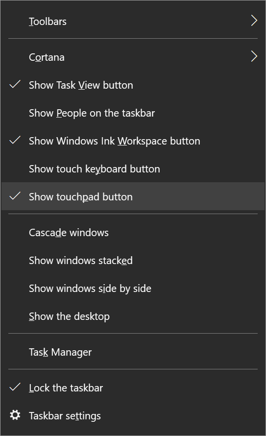 Virtual touchpad in Windows 10